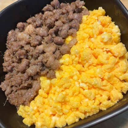 家にあったのが豚ひき肉でしたが、このレシピはやっぱり美味しい♪久しぶりにそぼろ弁当を作りました！ごちそうさまです^_^